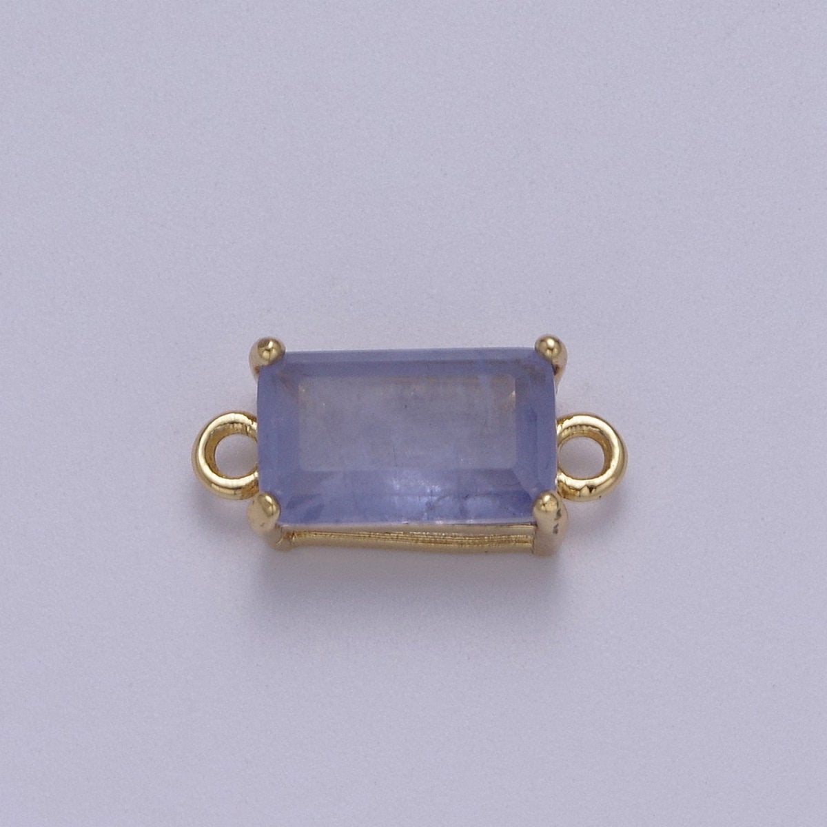 Rectangle Solitaire CZ Birthstone Charm Connector Geometric Diamond Cut Dainty Cubic Zirconia Connector for Necklace Earring Supply F-709~F-720 - DLUXCA