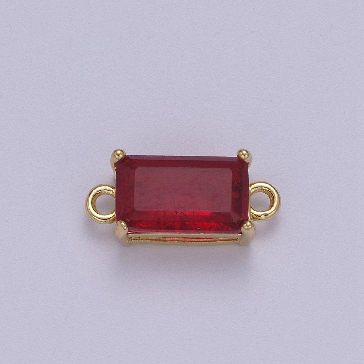 Rectangle Solitaire CZ Birthstone Charm Connector Geometric Diamond Cut Dainty Cubic Zirconia Connector for Necklace Earring Supply F-709~F-720 - DLUXCA