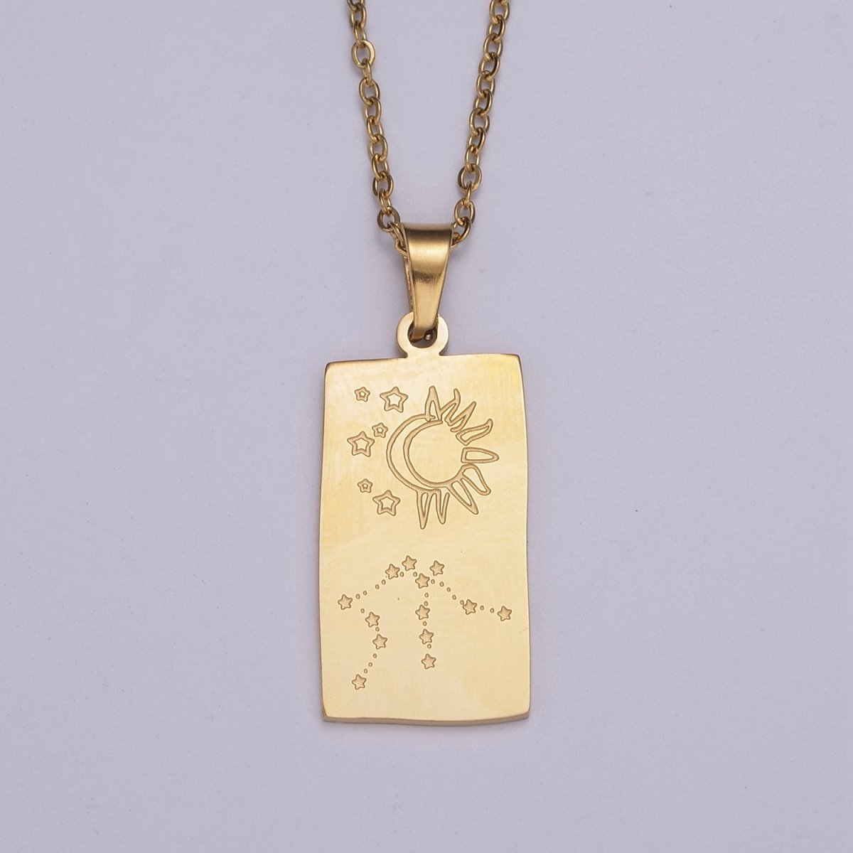 Rectangle Tag Gold Constellation Zodiac Charms Necklace Astrology Zodiac Necklace Charms, 12 Zodiac Charms Ready to Wear Necklace for Personalized Jewelry Wholesale | WA-551 to WA-562 Clearance Pricing - DLUXCA