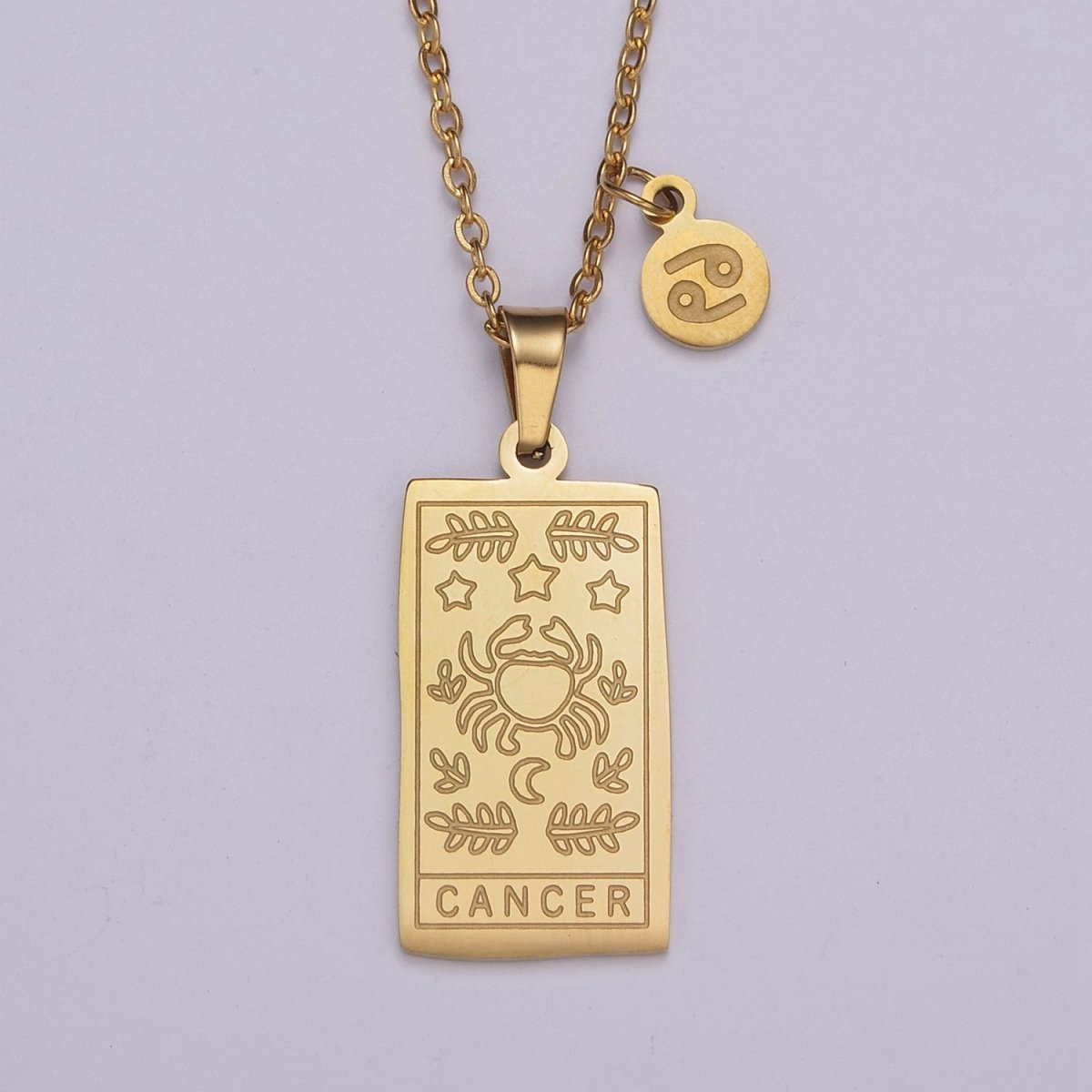 Rectangle Tag Gold Constellation Zodiac Charms Necklace Astrology Zodiac Necklace Charms, 12 Zodiac Charms Ready to Wear Necklace for Personalized Jewelry Wholesale | WA-551 to WA-562 Clearance Pricing - DLUXCA