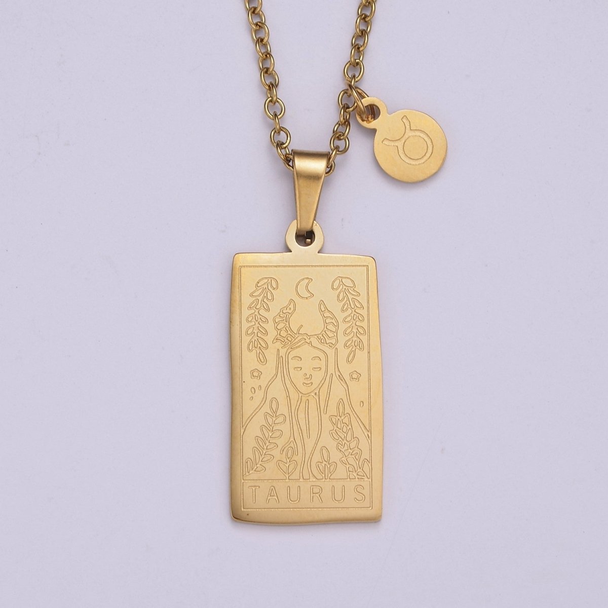 Rectangle Tag Gold Constellation Zodiac Charms Necklace Astrology Zodiac Necklace Charms, 12 Zodiac Charms Ready to Wear Necklace for Personalized Jewelry Wholesale | WA-551 to WA-562 Clearance Pricing - DLUXCA