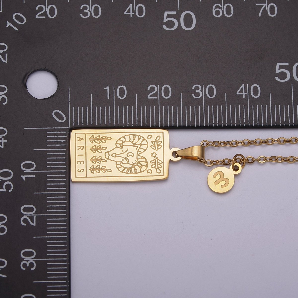 Rectangle Tag Gold Constellation Zodiac Charms Necklace Astrology Zodiac Necklace Charms, 12 Zodiac Charms Ready to Wear Necklace for Personalized Jewelry Wholesale | WA-551 to WA-562 Clearance Pricing - DLUXCA