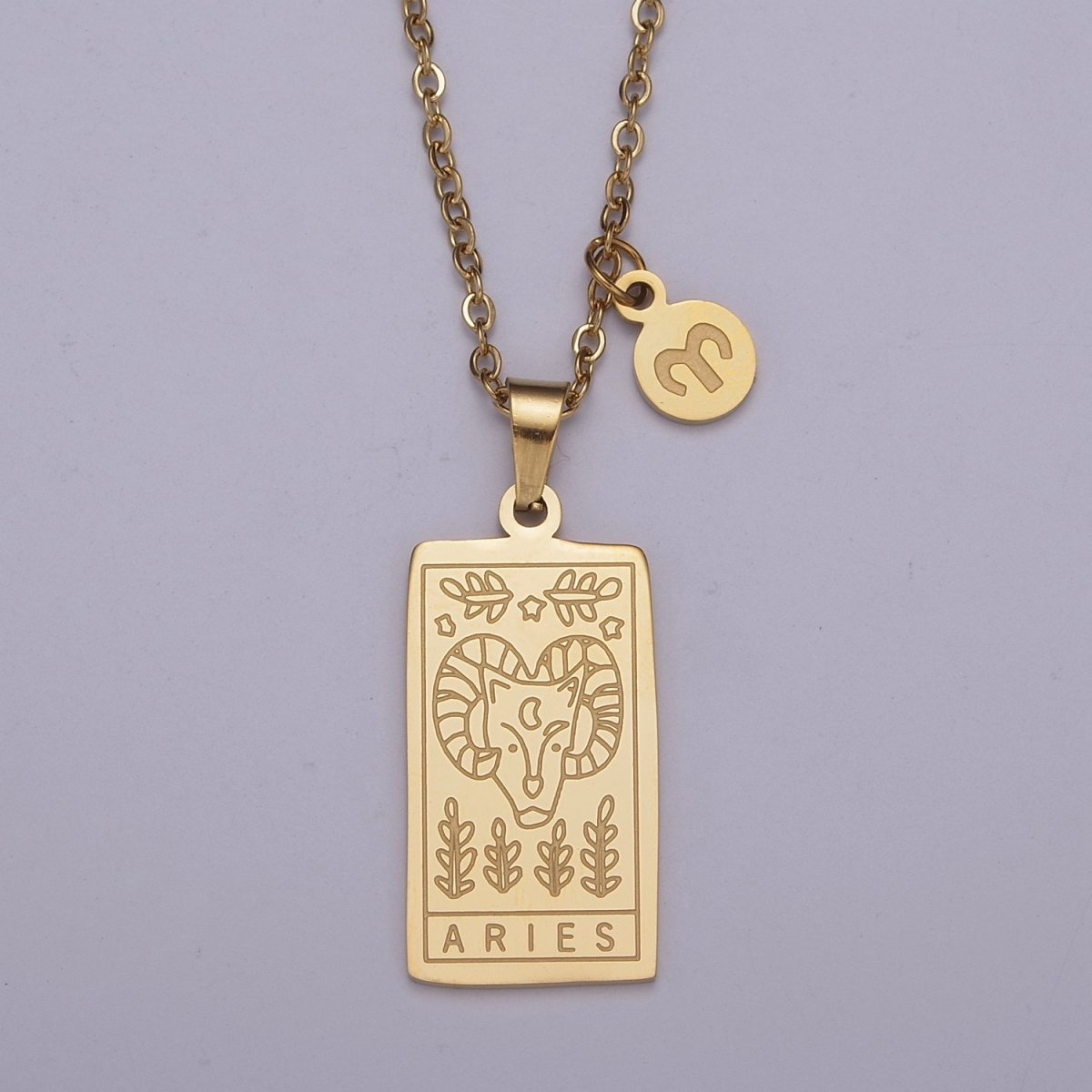 Rectangle Tag Gold Constellation Zodiac Charms Necklace Astrology Zodiac Necklace Charms, 12 Zodiac Charms Ready to Wear Necklace for Personalized Jewelry Wholesale | WA-551 to WA-562 Clearance Pricing - DLUXCA