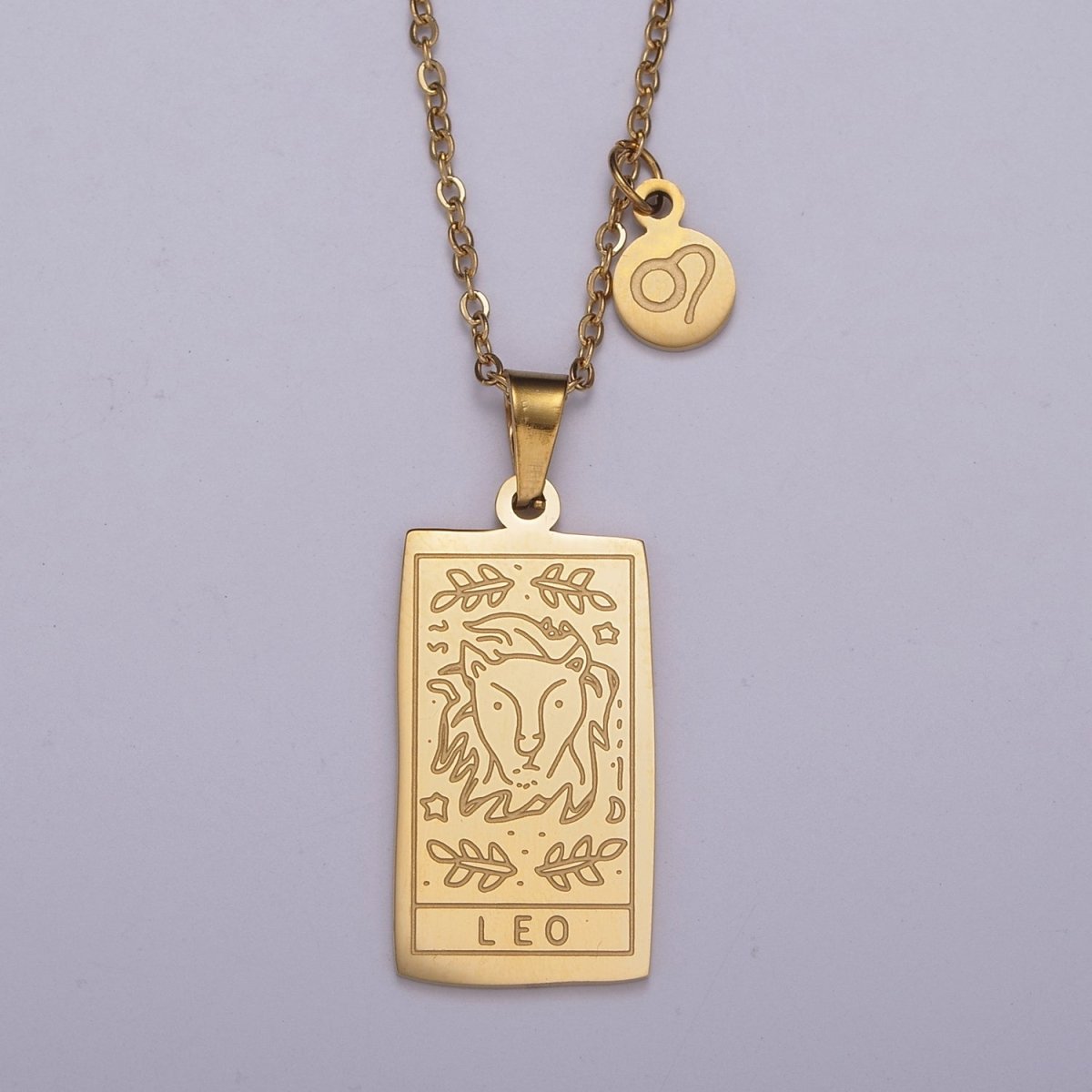 Rectangle Tag Gold Constellation Zodiac Charms Necklace Astrology Zodiac Necklace Charms, 12 Zodiac Charms Ready to Wear Necklace for Personalized Jewelry Wholesale | WA-551 to WA-562 Clearance Pricing - DLUXCA