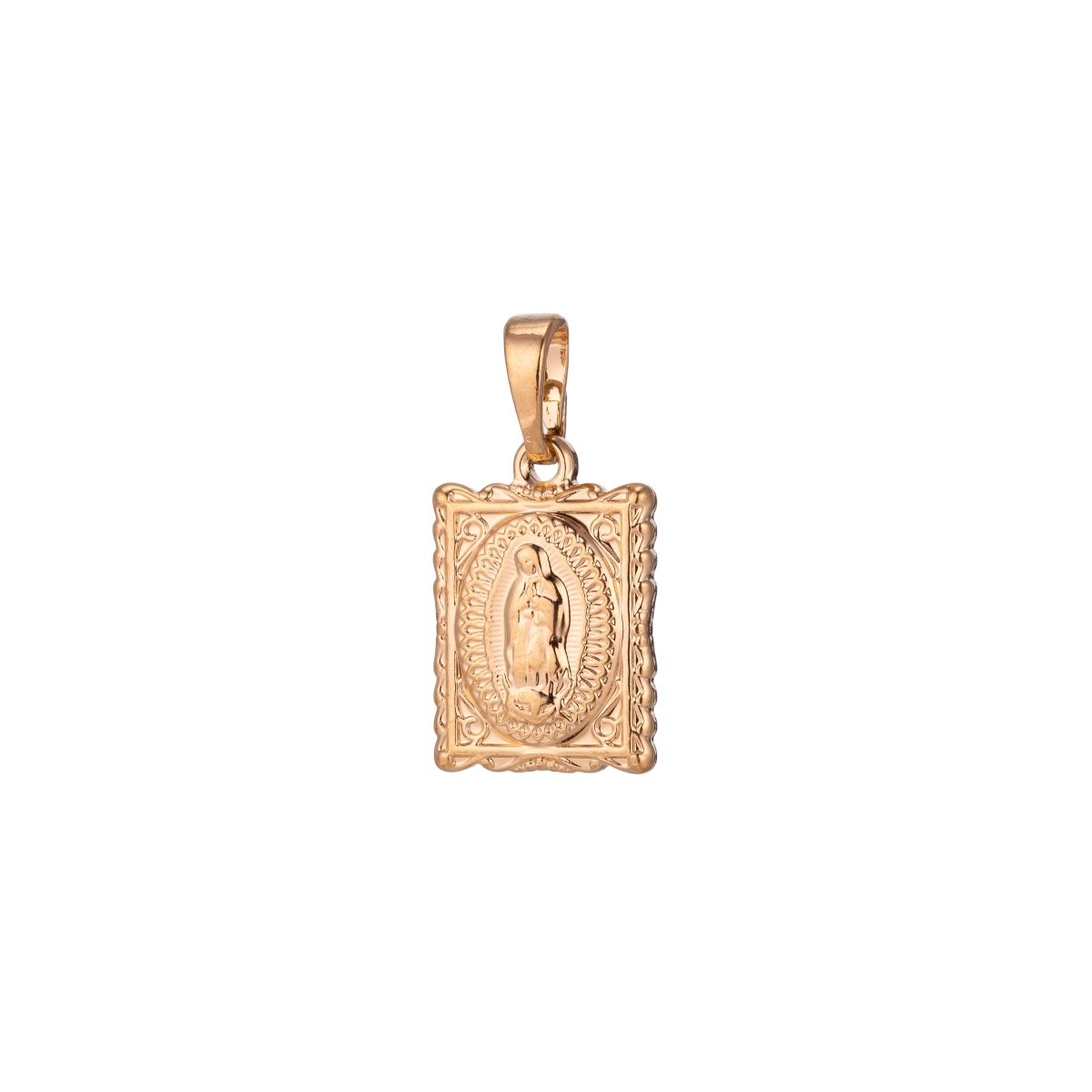 Rectangular Virgin Mary Charm, 18K Gold Filled Pendant Dainty Rose Gold Virgin Mary Frame Geometric Pendant Charm for Jewelry Making H-644 - DLUXCA