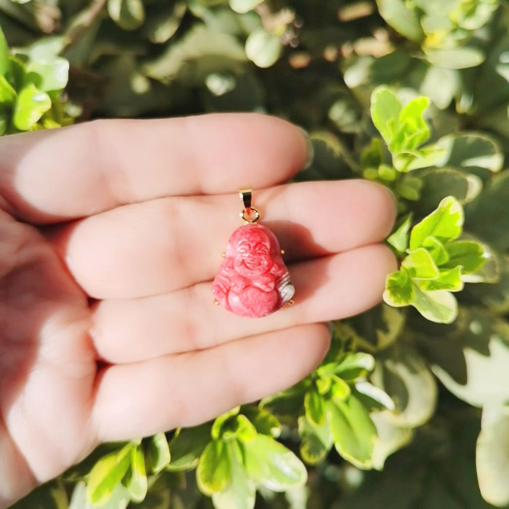 Red Buddha Jade Gold Filled O-169 - DLUXCA