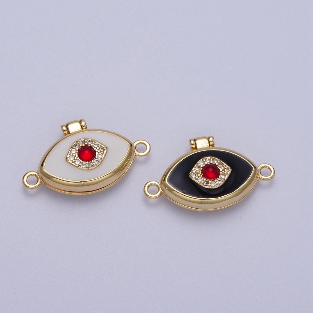 Red Evil Eyed Black, White Locket Link Connector | Y-645 Y-646 - DLUXCA
