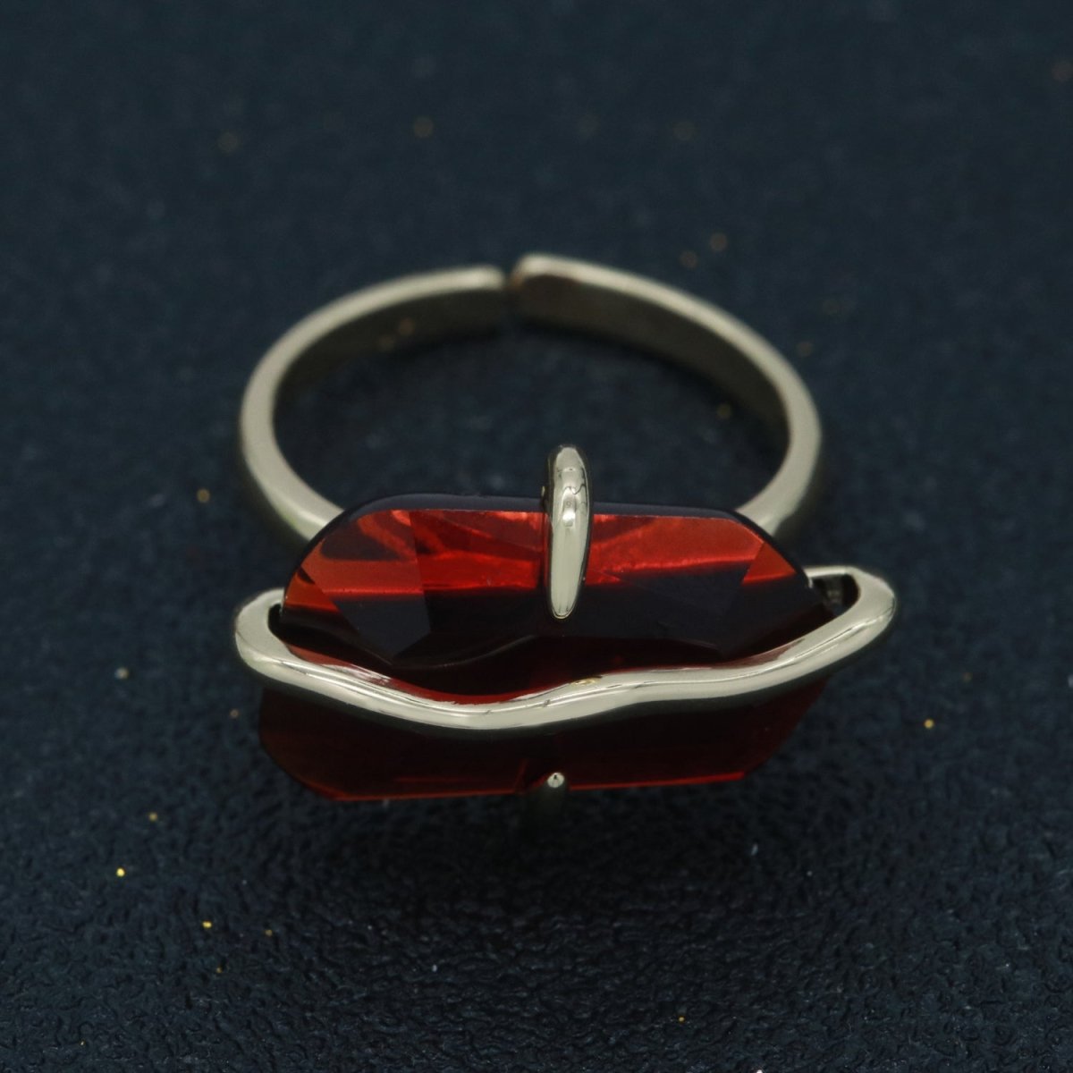 Red / Green / PINK Crystal Gold Ring Open Adjustable Wrapped S-220 S-222 - DLUXCA