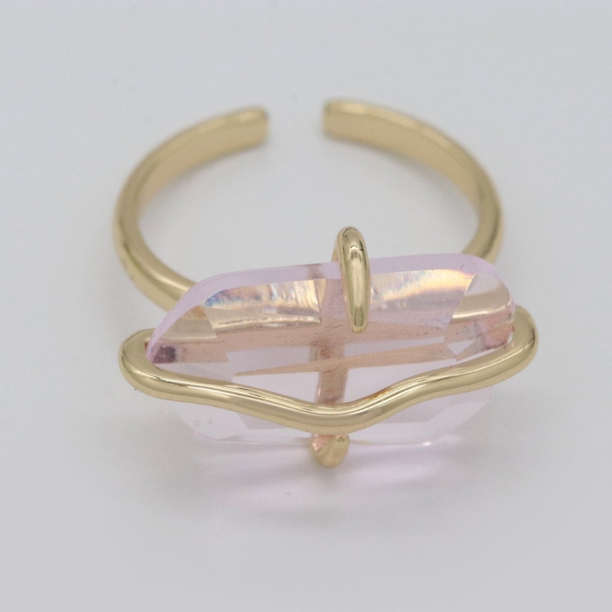 Red / Green / PINK Crystal Gold Ring Open Adjustable Wrapped S-220 S-222 - DLUXCA