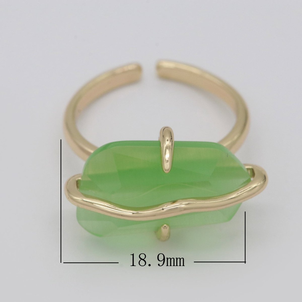 Red / Green / PINK Crystal Gold Ring Open Adjustable Wrapped S-220 S-222 - DLUXCA