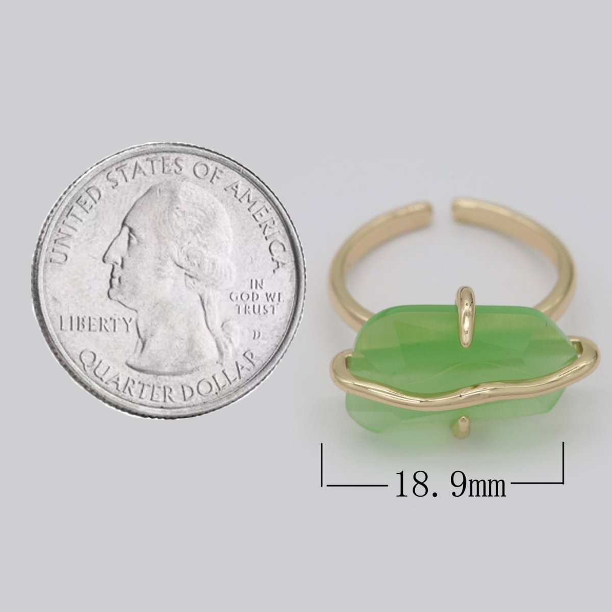 Red / Green / PINK Crystal Gold Ring Open Adjustable Wrapped S-220 S-222 - DLUXCA