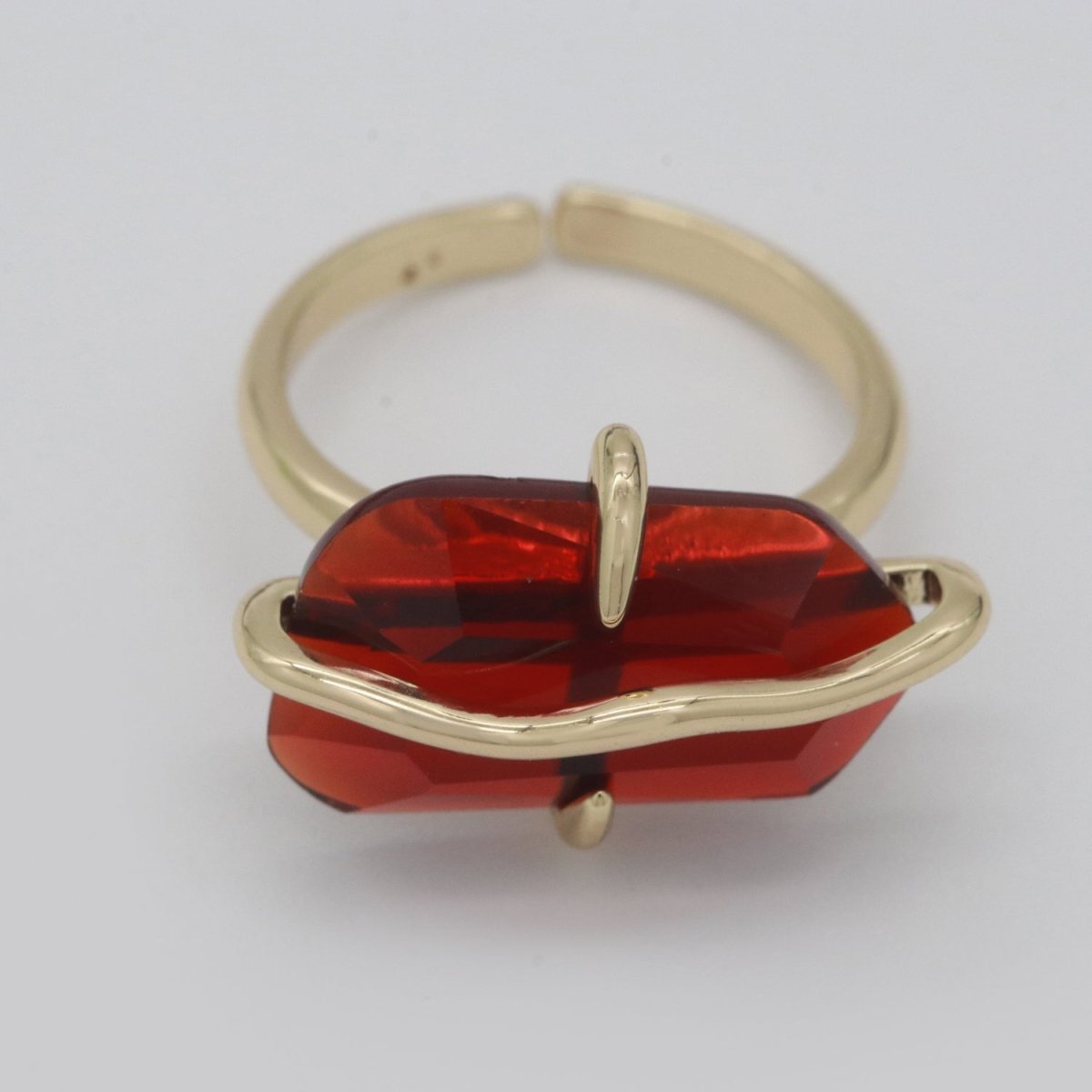 Red / Green / PINK Crystal Gold Ring Open Adjustable Wrapped S-220 S-222 - DLUXCA