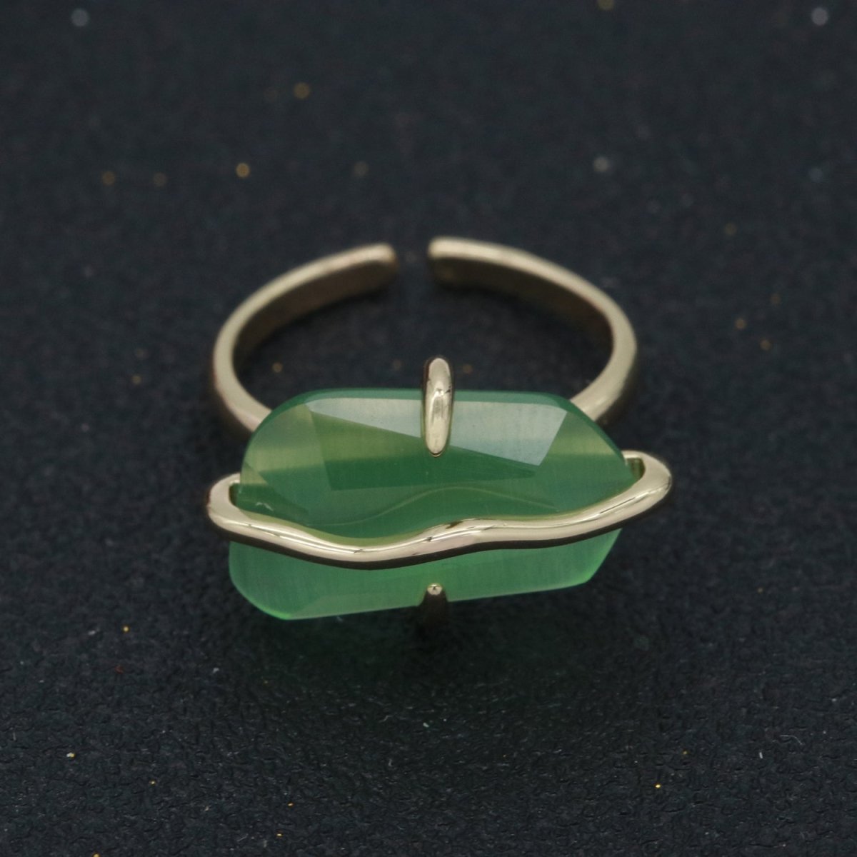 Red / Green / PINK Crystal Gold Ring Open Adjustable Wrapped S-220 S-222 - DLUXCA