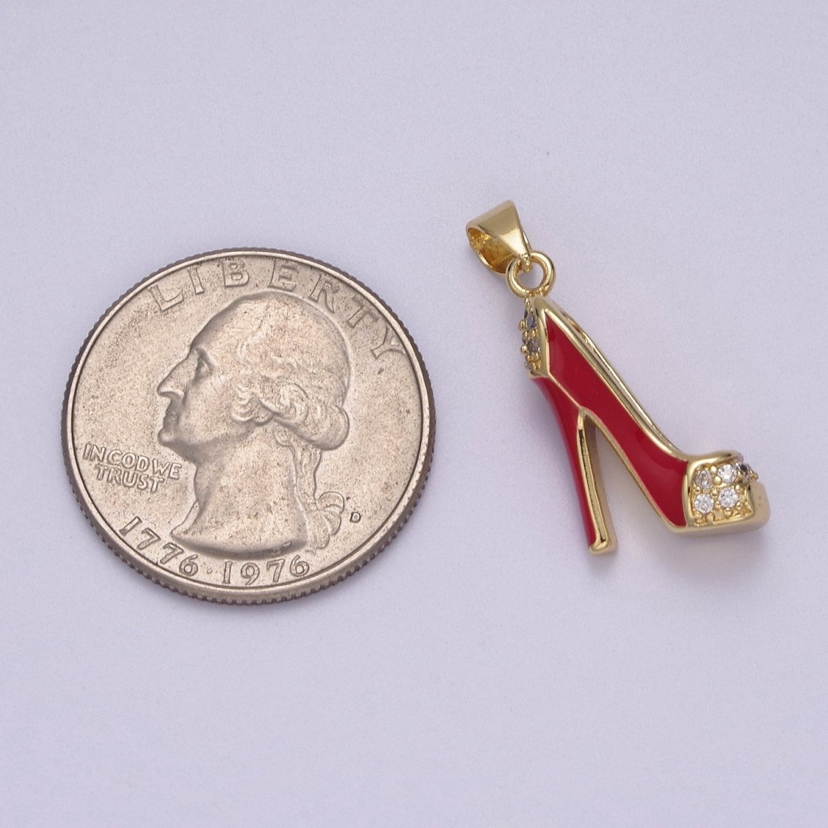 Red high heeled stiletto shoe charm pendant for Bracelet Necklace Earring J-352 - DLUXCA