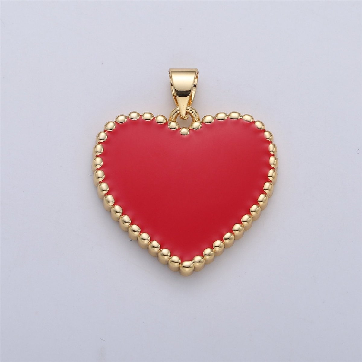 Red Pink Enamel Heart Pendant Charm, Enamel Heart Charm, Heart Pendant, Dainty Heart Necklace Pendant I-167 - DLUXCA
