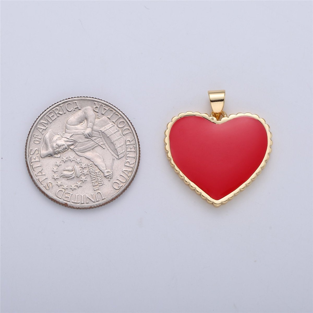 Red Pink Enamel Heart Pendant Charm, Enamel Heart Charm, Heart Pendant, Dainty Heart Necklace Pendant I-167 - DLUXCA