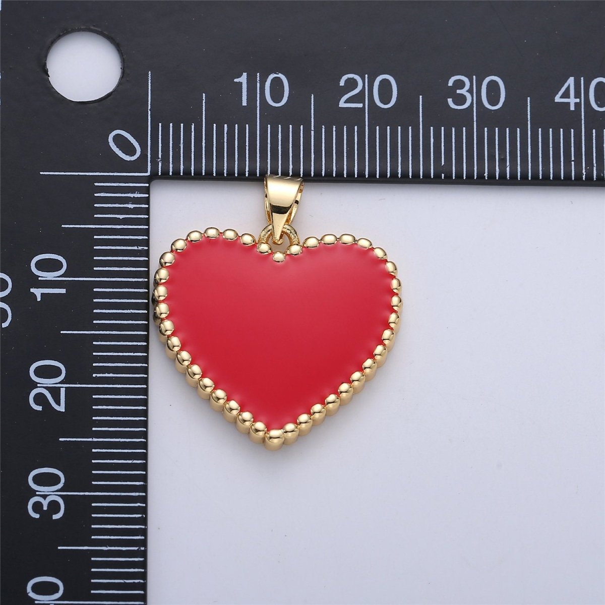 Red Pink Enamel Heart Pendant Charm, Enamel Heart Charm, Heart Pendant, Dainty Heart Necklace Pendant I-167 - DLUXCA