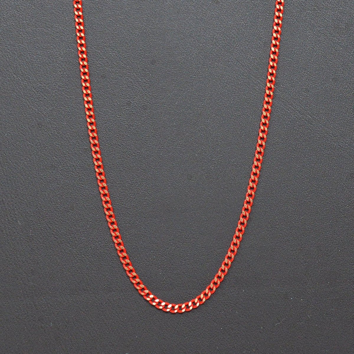 Red Shimmer Curb Chain On Brass 1.8mm width Gold Red Enamel Unfinished chain for Bracelet Necklace Component Chain | ROLL-440 Clearance Pricing - DLUXCA