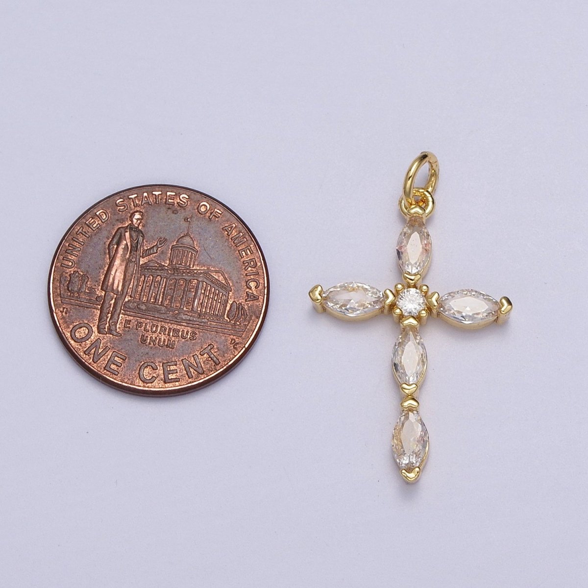 Religious Cross Clear Marquise CZ Pendant in Gold & Silver | AC-012 AC-013 - DLUXCA