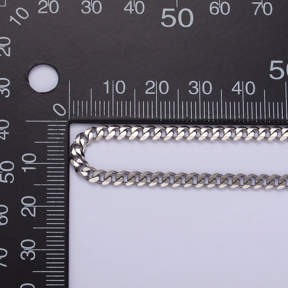 Rhodium Plated 3.5mm Concave Flat Curb 18 Inch Layering Chain Necklace | WA-2316 Clearance Pricing - DLUXCA