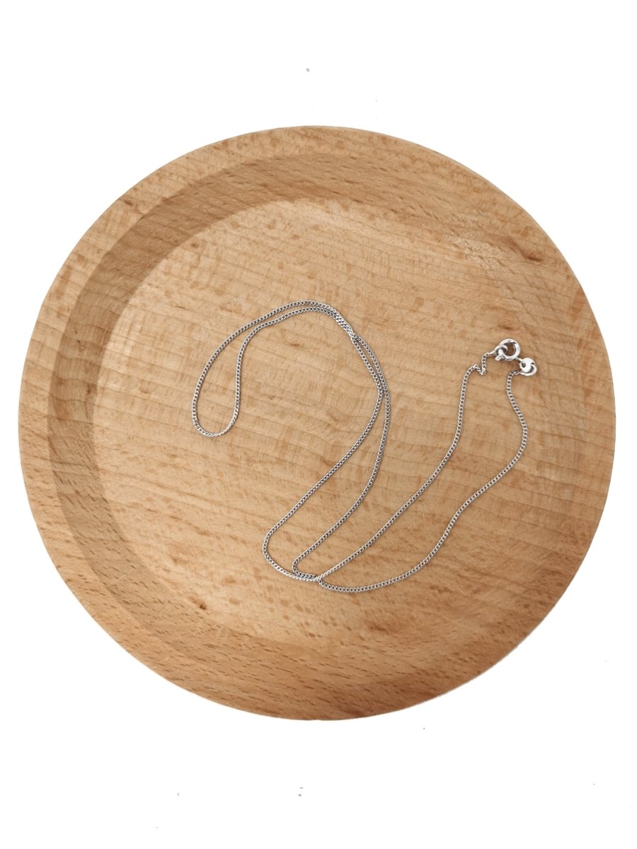 Rhodium Plated Dainty 1mm Curb 18 Inch Layering Chain Necklace | CN-597 Clearance Pricing - DLUXCA