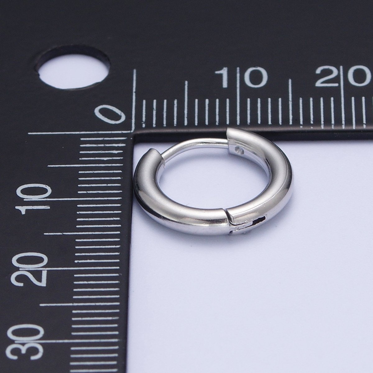 Rhodium Plated Endless Huggie Hoop Minimalist Hypoallergenic Earrings | AE-1035~AE-1039 P-035 P-112 Y-073 P-210 P-218 - DLUXCA