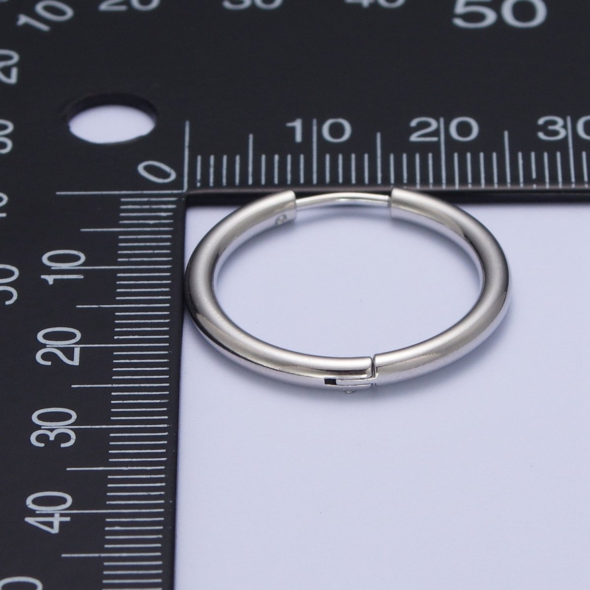 Rhodium Plated Endless Huggie Hoop Minimalist Hypoallergenic Earrings | AE-1035~AE-1039 P-035 P-112 Y-073 P-210 P-218 - DLUXCA