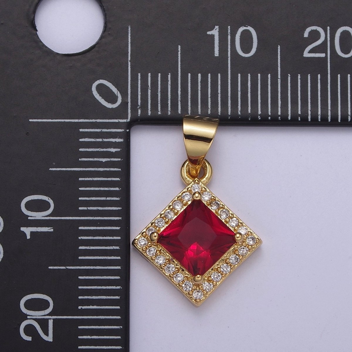 Rhombus Geometric Shape Zircon Connector Charm, Square Gemstone Pendant Charm Wholesale H-345 H-347 H-352 H-354 - DLUXCA