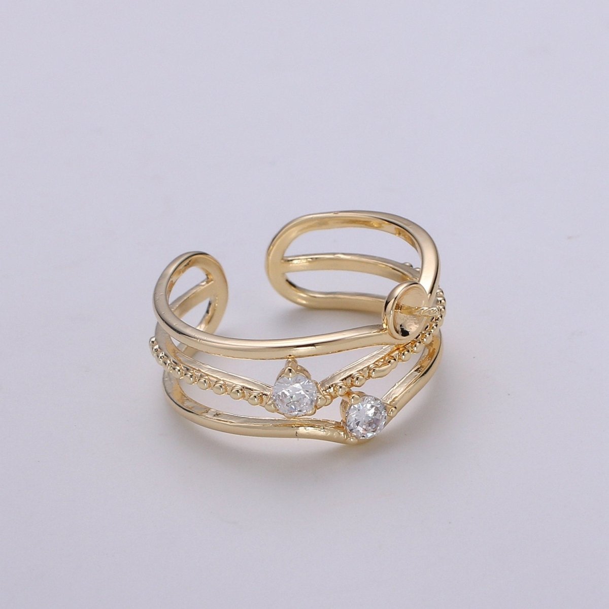 Ring Setting, Gold Ring Accessories, Pearl Ring Empty Holder, Jewelry DIY, Jewelry Making, Ring Base, Minimalist Ring Supply, K-869 - DLUXCA