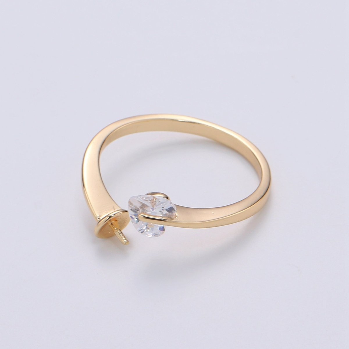 Ring Setting, Gold Ring Accessories, Pearl Ring Empty Holder, Jewelry DIY, Jewelry Making, Ring Base, Minimalist Ring Supply L010 - DLUXCA