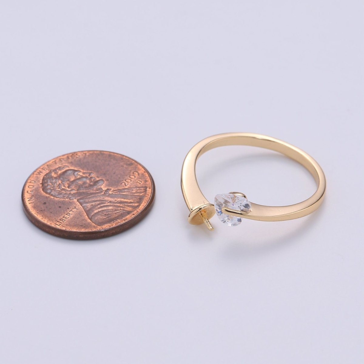 Ring Setting, Gold Ring Accessories, Pearl Ring Empty Holder, Jewelry DIY, Jewelry Making, Ring Base, Minimalist Ring Supply L010 - DLUXCA