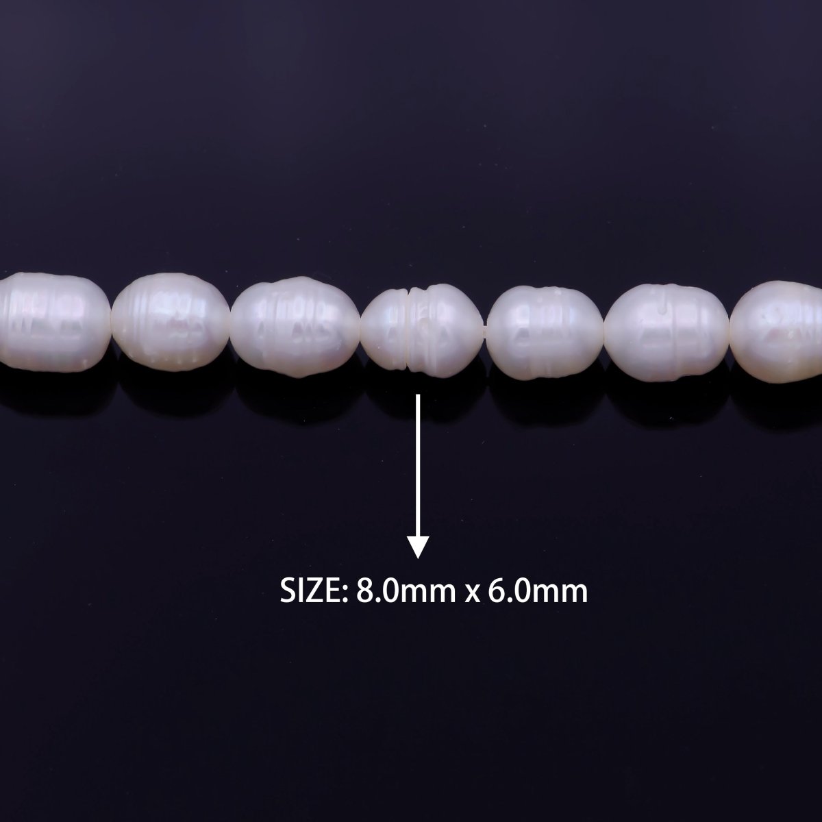 Ringed Natural AAA Freshwater Pearl 5mm x 6mm 43pcs Full Strand | WA-1330 Clearance Pricing - DLUXCA