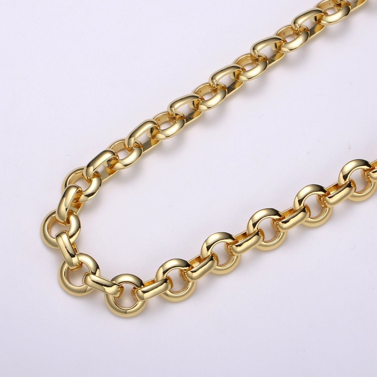 ROLO Chain, 24K Gold Plated by Yard, Fancy Cable Link Chain, Round Chain Link for DIY Craft, Belt Chain, Clip Chain | ROLL-486 ROLO Chain, 24K Gold Plated by Yard, Fancy Cable Link Chain, Round Chain Link for DIY Craft, Belt Chain, Clip Chain | ROLL-486