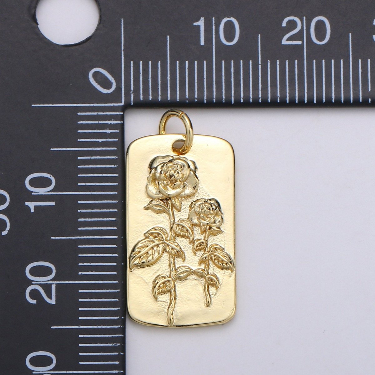 Rose Charms, Gold Rose Pendant, Dainty Rose Charm, Small Rose Charm for Necklace Floral Flower Jewelry in 14k gold filled D-750 - DLUXCA