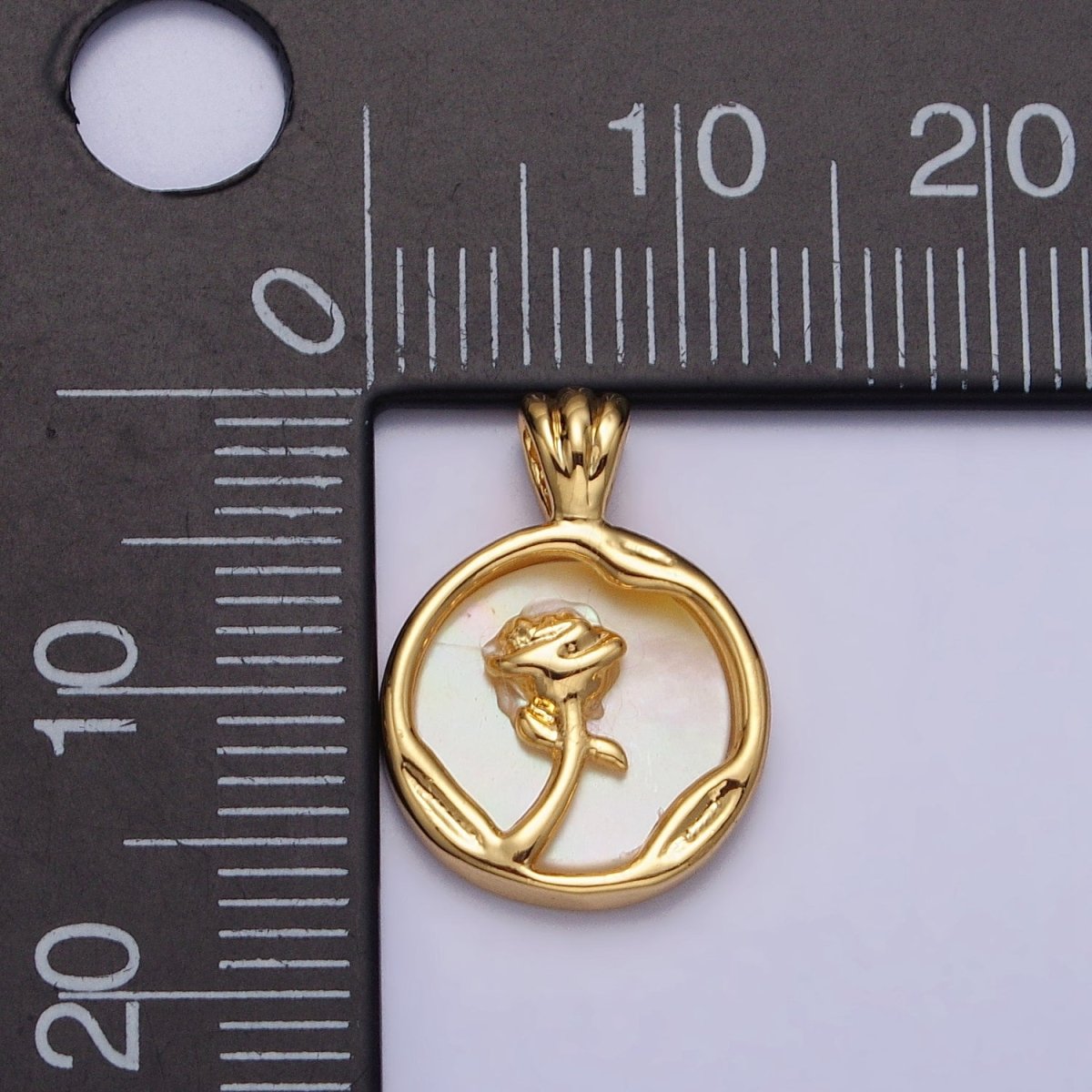 Rose Flower Shell Pearl Dented Round Pendant in Gold & Silver | AA095 AA096 - DLUXCA