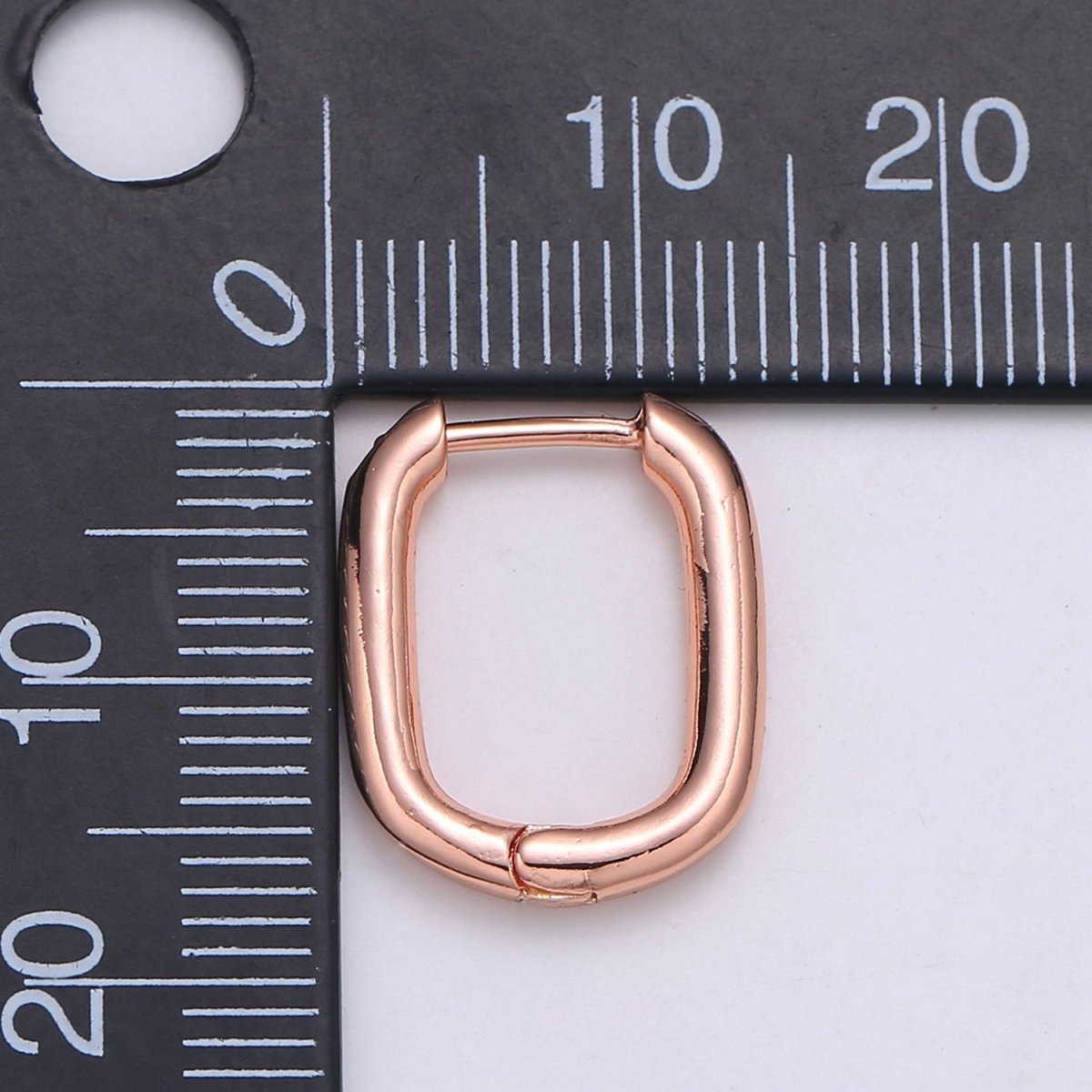 Rose Gold huggie Hoop Earrings - U-shaped hoops - Silver hinged snap closure Black Hoop Q-442 - Q-444 - DLUXCA