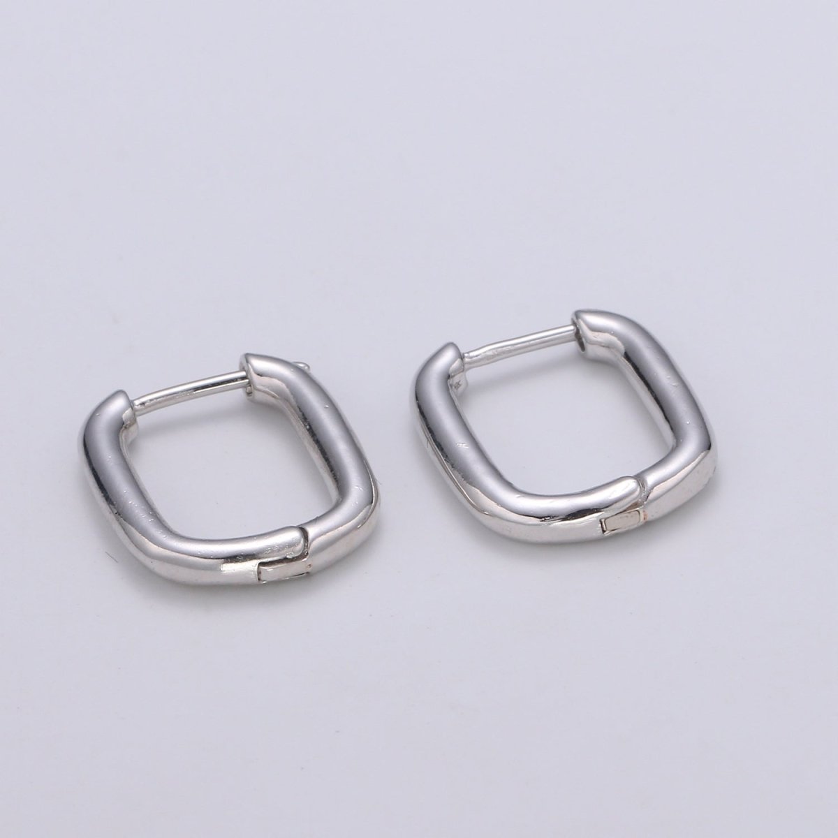 Rose Gold huggie Hoop Earrings - U-shaped hoops - Silver hinged snap closure Black Hoop Q-442 - Q-444 - DLUXCA