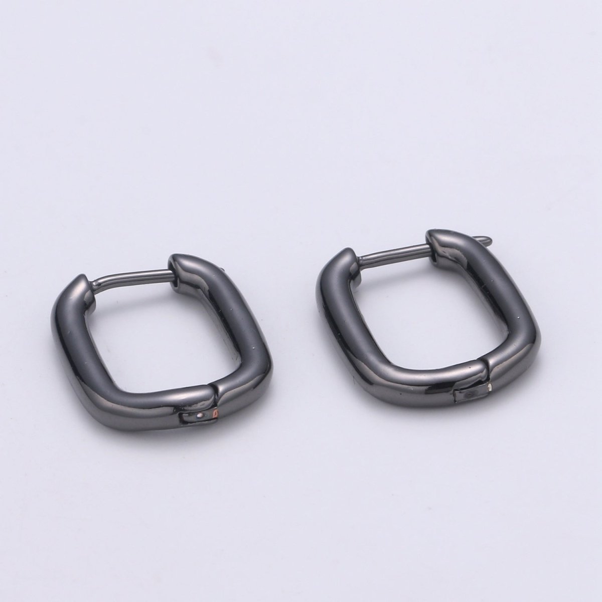 Rose Gold huggie Hoop Earrings - U-shaped hoops - Silver hinged snap closure Black Hoop Q-442 - Q-444 - DLUXCA