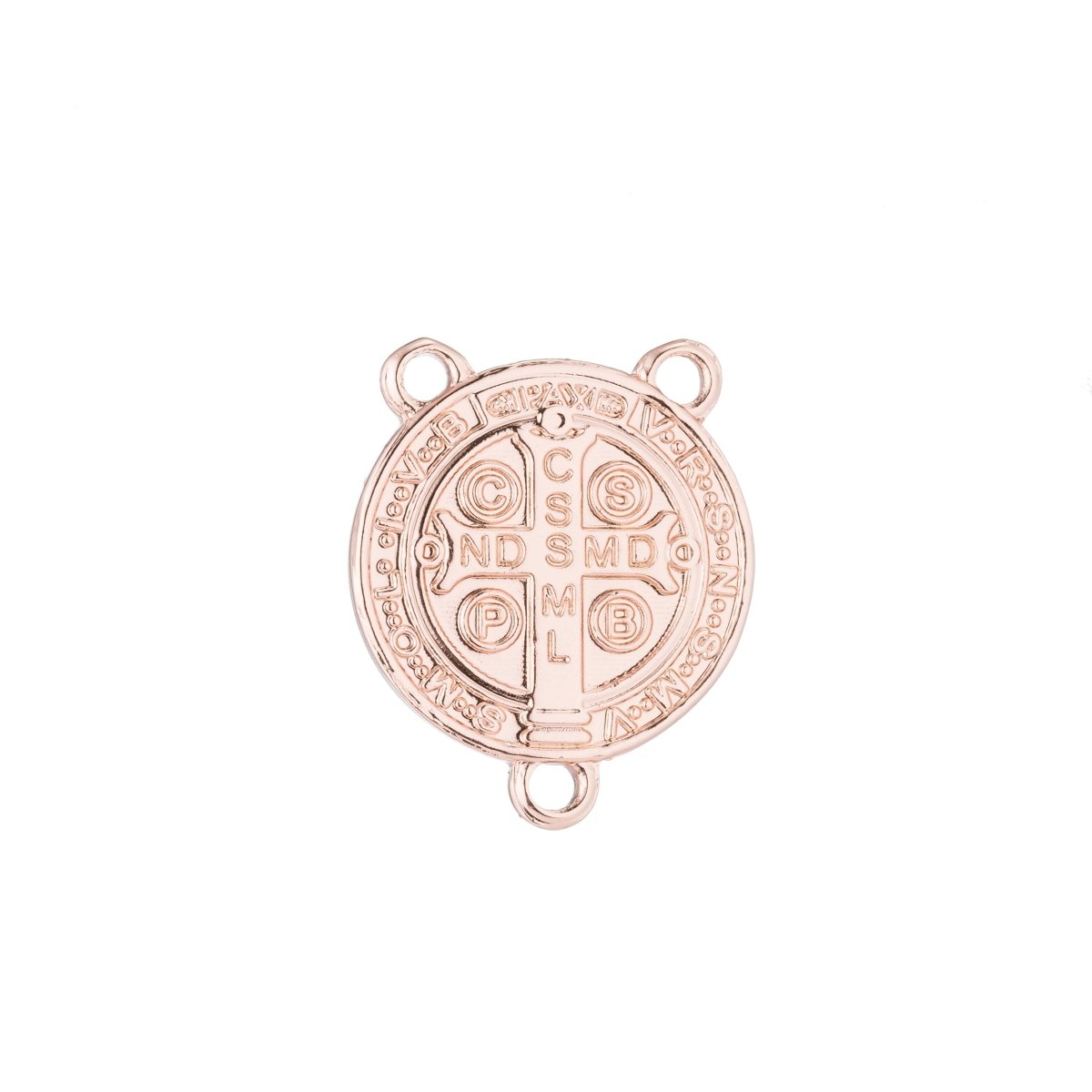 Rose Gold Rosary Centerpiece, Double Sided, Saint, Divine, Cross, Rosary Making Supply, Necklace Pendant, Findings for Jewelry Making F-190 - DLUXCA