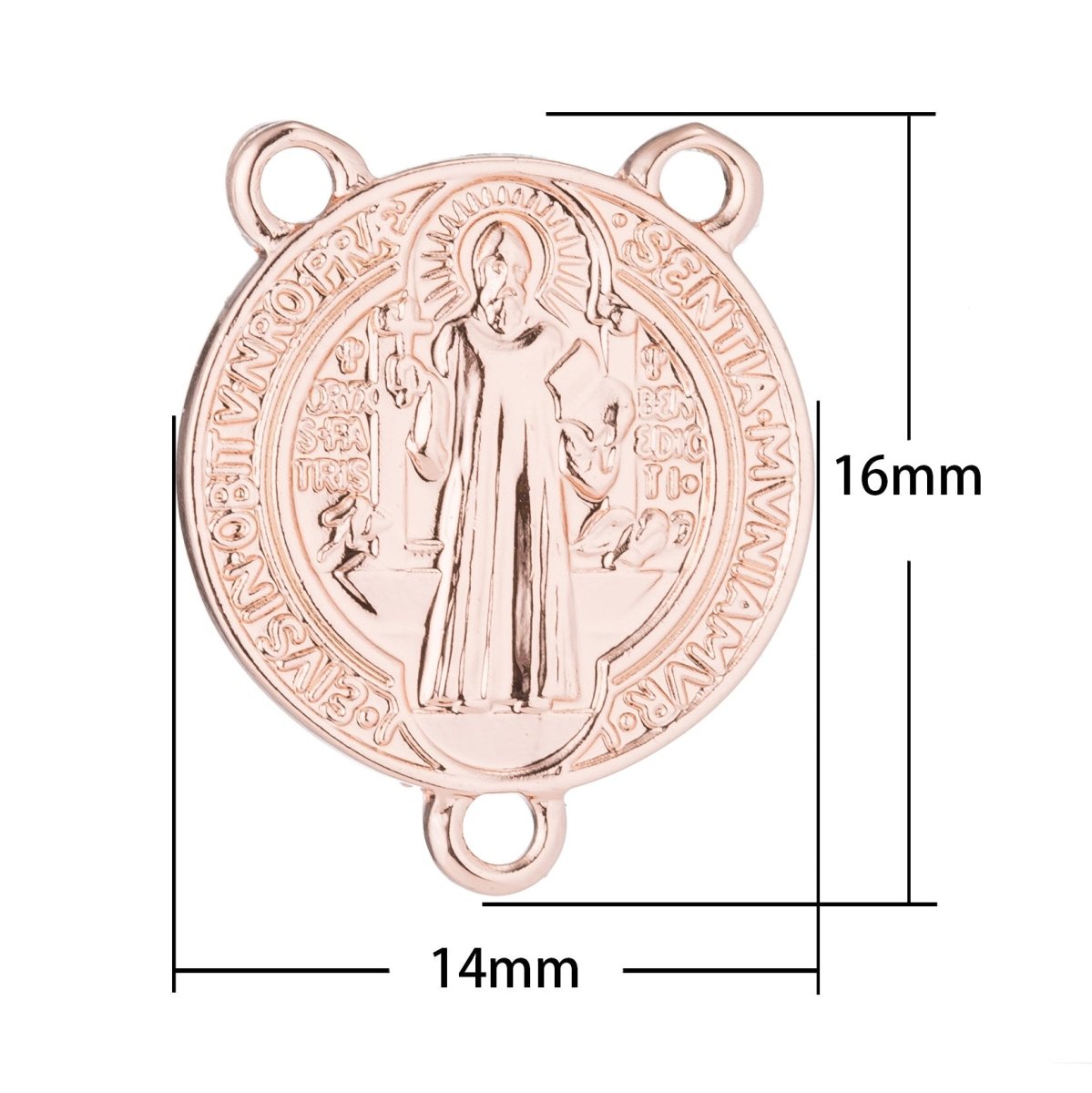 Rose Gold Rosary Centerpiece, Double Sided, Saint, Divine, Cross, Rosary Making Supply, Necklace Pendant, Findings for Jewelry Making F-190 - DLUXCA