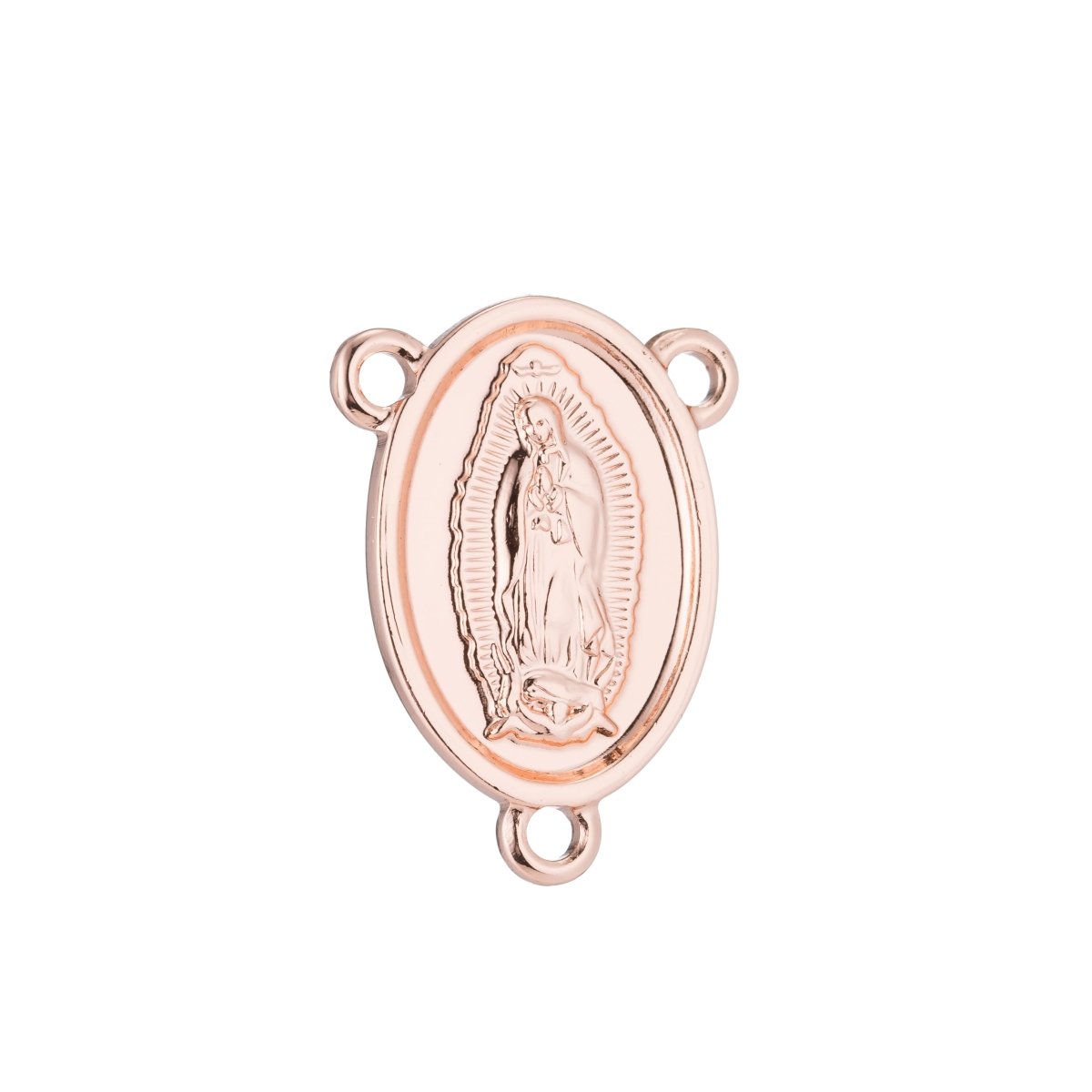 Rose Gold Rosary Centerpiece, Rosary Medal Part, Sacred Heart, Rosary Making Supply, Necklace Pendant, Findings for Jewelry Making F-189 - DLUXCA