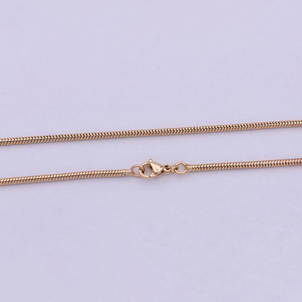 Rose Gold Round Snake Chain Omega Necklace, 18K Gold Filled 1.8mm Width Finished Chain, Layering 19.7 Inch Omega Necklace with Lobster Clasps | WA-618 Clearance Pricing - DLUXCA