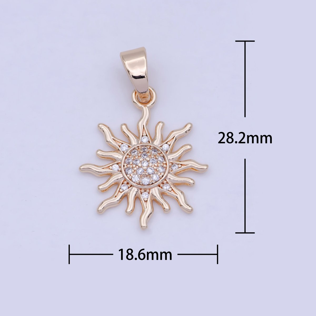 Rose Gold Sun necklace Charm celestial sun cubic zirconia Sunburst pendant cz diamonds X-465 - DLUXCA