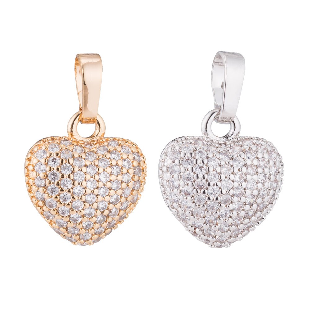 Rose Gold/White Gold/Gold Heart, Love, Family, Memory, Dangle, Romantic, Women Cubic Zirconia Necklace PENDANT Charm Bead Bails Finding For Jewelry Making H-338 - DLUXCA
