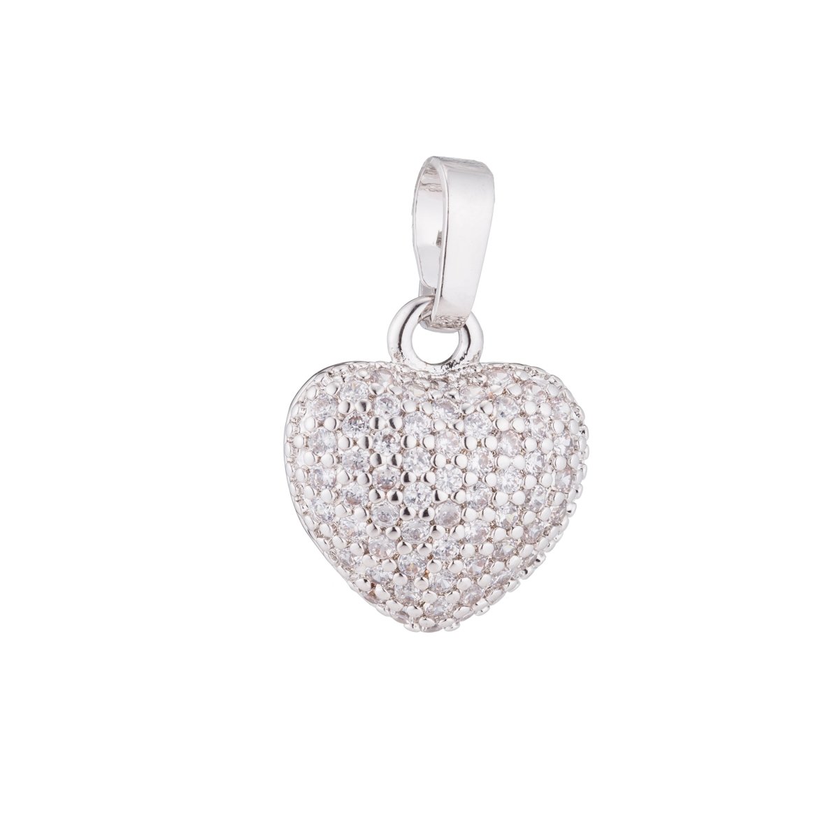 Rose Gold/White Gold/Gold Heart, Love, Family, Memory, Dangle, Romantic, Women Cubic Zirconia Necklace PENDANT Charm Bead Bails Finding For Jewelry Making H-338 - DLUXCA