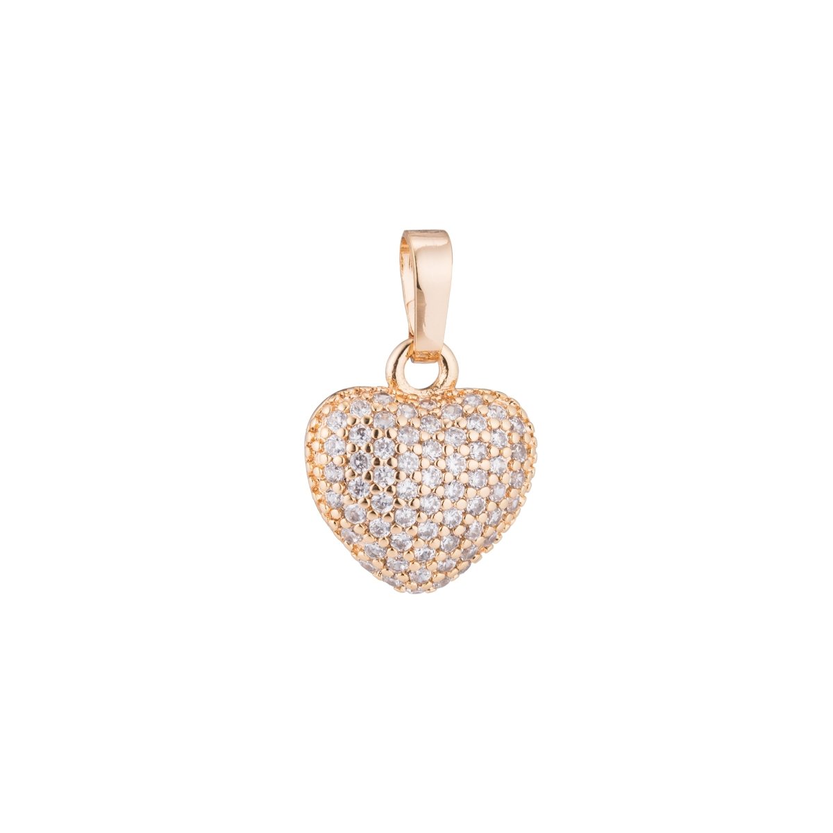 Rose Gold/White Gold/Gold Heart, Love, Family, Memory, Dangle, Romantic, Women Cubic Zirconia Necklace PENDANT Charm Bead Bails Finding For Jewelry Making H-338 - DLUXCA