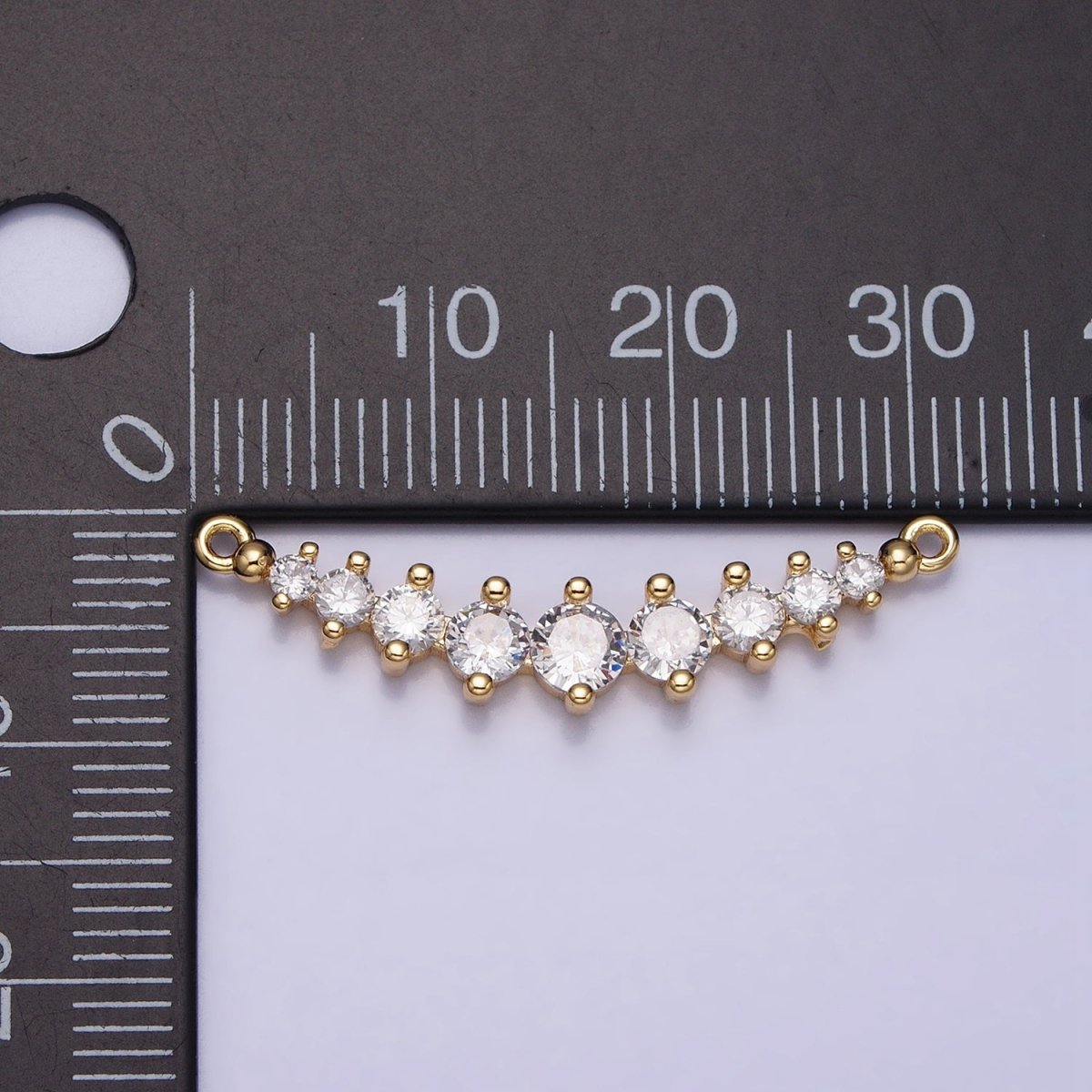 Round Clear CZ V-Lined Connector Link in Gold & Silver | AA962 AA963 - DLUXCA