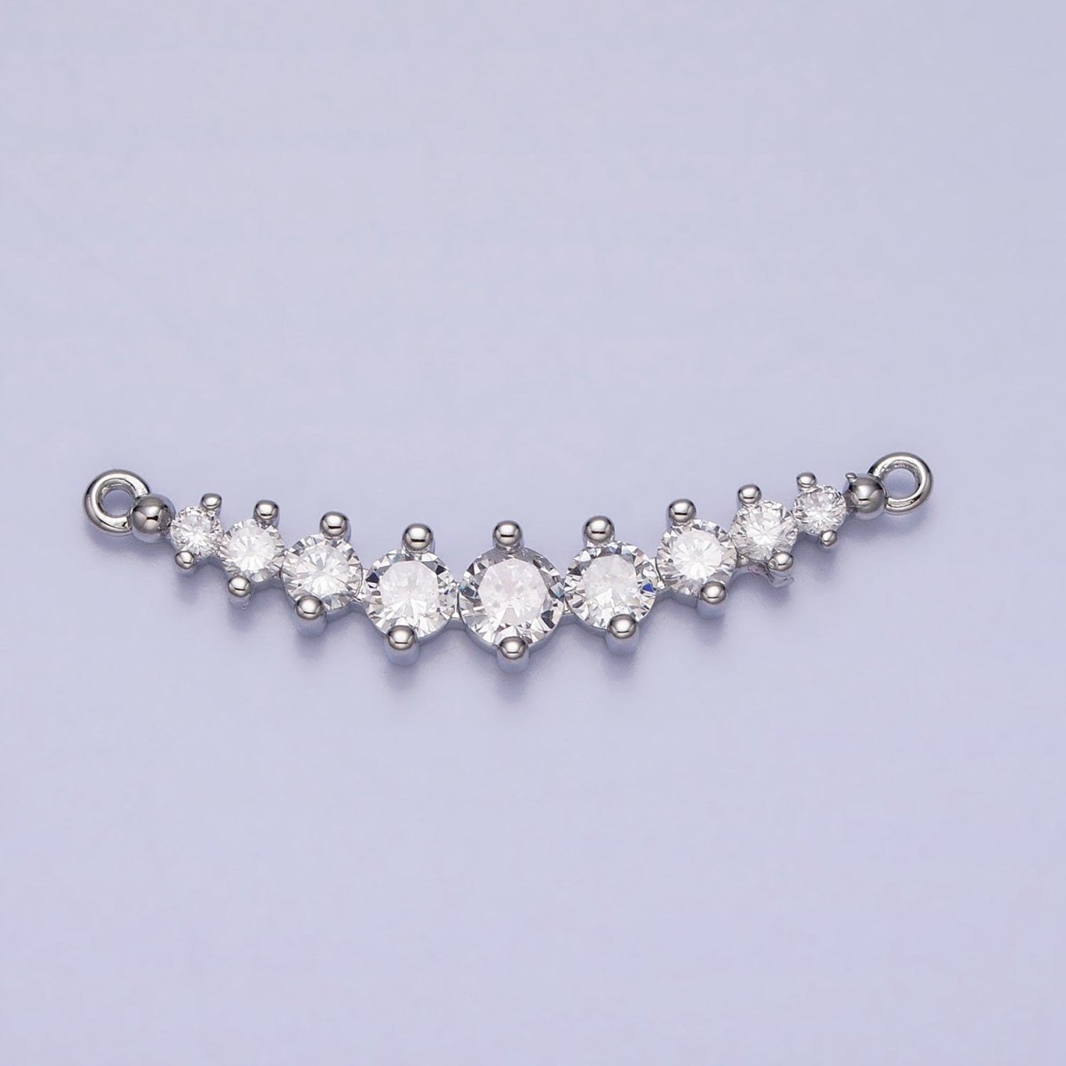 Round Clear CZ V-Lined Connector Link in Gold & Silver | AA962 AA963 - DLUXCA