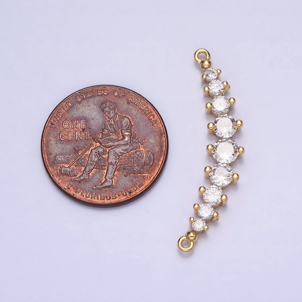 Round Clear CZ V-Lined Connector Link in Gold & Silver | AA962 AA963 - DLUXCA