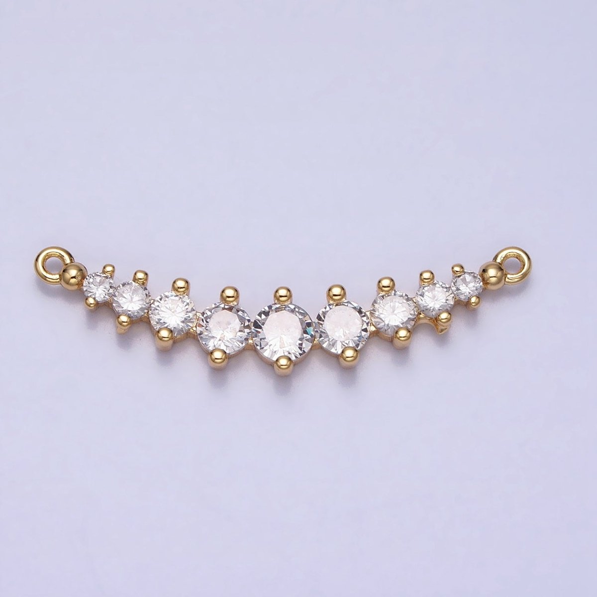 Round Clear CZ V-Lined Connector Link in Gold & Silver | AA962 AA963 - DLUXCA